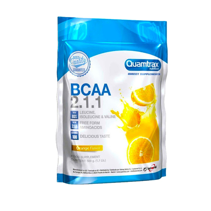Аминокислоты BCAA 2:1:1  с глютамином, 500 г, Quamtrax Апельсин