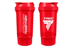 Шейкер с доп. отделом Stronger Together 2 в 1 500 мл Trec Nutrition красный