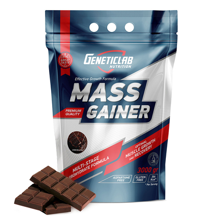 Гейнер высококалорийный MASS GAINER 3000 г Geneticlab Шоколад