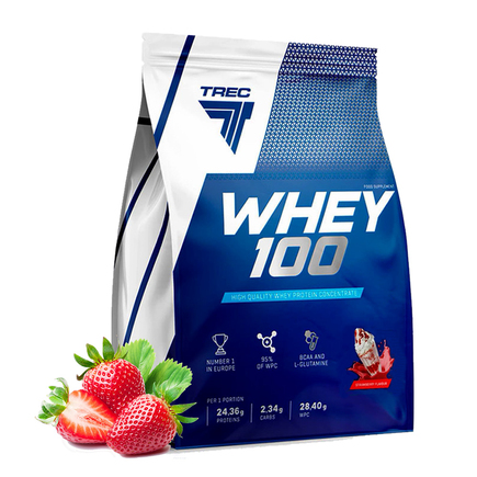 Протеин сывороточный Whey 100 2275 г Trec Nutrition Клубника