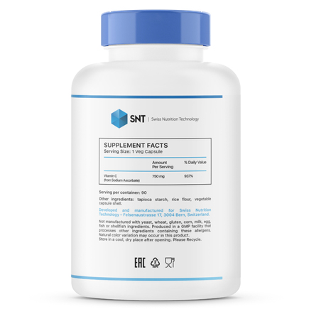 Аскорбат натрия Sodium Ascorbate 750 мг 90 капс SNT